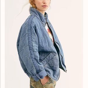 Dolman Quilted Denim Jacket